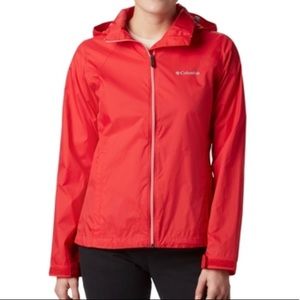 🆕 Columbia Women’s Waterproof Windbreaker Jacket Red Raincoat